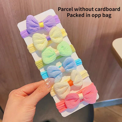 6Pcs/Set Children's Headbands Flower Hair Ring Sweet and Cute Ponytail Hair Ring Little Girl Braided Towel Ring Hair Accessories