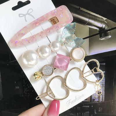 New Fashion 3/4pcs Set Pearl Hair Clip For Women Korean Hairpin Geometric Crystal Hair Barrettes Girl Hair Accessories Hairgrip