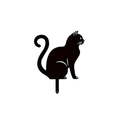 Cat Ground Stake Ornament Ground Plug Outdoor Garden Balcony Art Decoration Metal Crafts