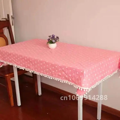 2023 Girls Hot Pink Tablecloth Ins Cute Plaid Desk Cloth Dormitory Computer Wallpaper Mat New Kawaii Room Decoration Table Cover