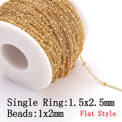 No Fade 2Meters Stainless Steel Chains for Jewelry Making DIY Necklace Bracelet Accessories Gold Chain Lips Beads Beaded Chain