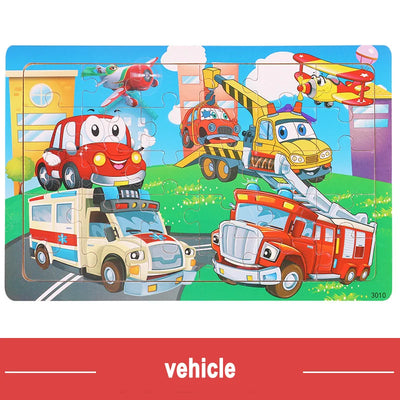 Wooden Jigsaw 3d Puzzle Kids Cartoon Animal Vehicle Puzzles Game Baby Early Learning Educational Toys parenting skill