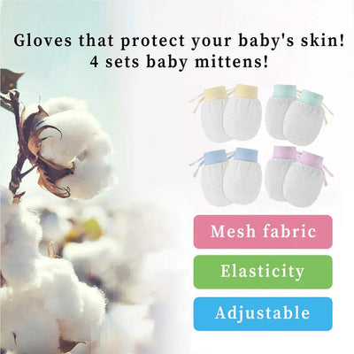 4 PAIRS NYLON BABY GLOVES ANTI-SCRATCHING KIDS ACCESSORIES ANTI-GRASPING SCRATCH MITTENS HAND-GUARD SUPPLIES