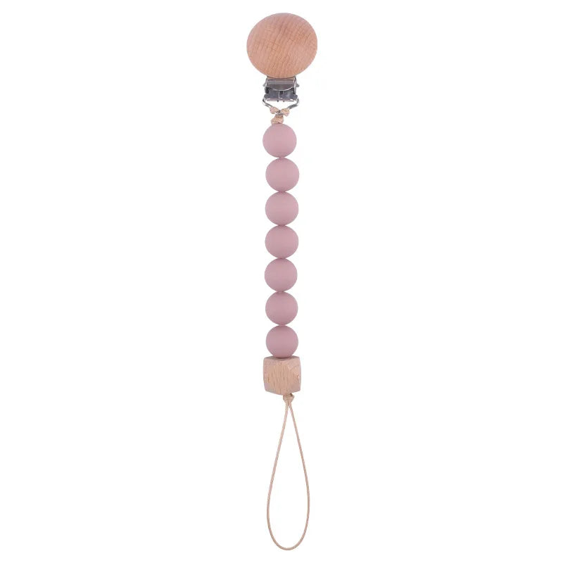 New Baby Products Made of Beech Wood Pacifier Clip To Soothe Silicone Bite Grind Teeth Angle Pacifier Chain Baby Toys Bebes