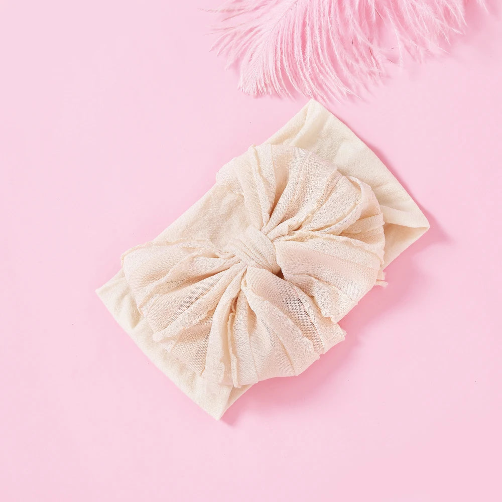 Bow Baby Headbands For Newborn Soft Elastic Nylon Hair Bands Ruffle Bow Infant Headband For Kid Girl Headwear Hair Accessories