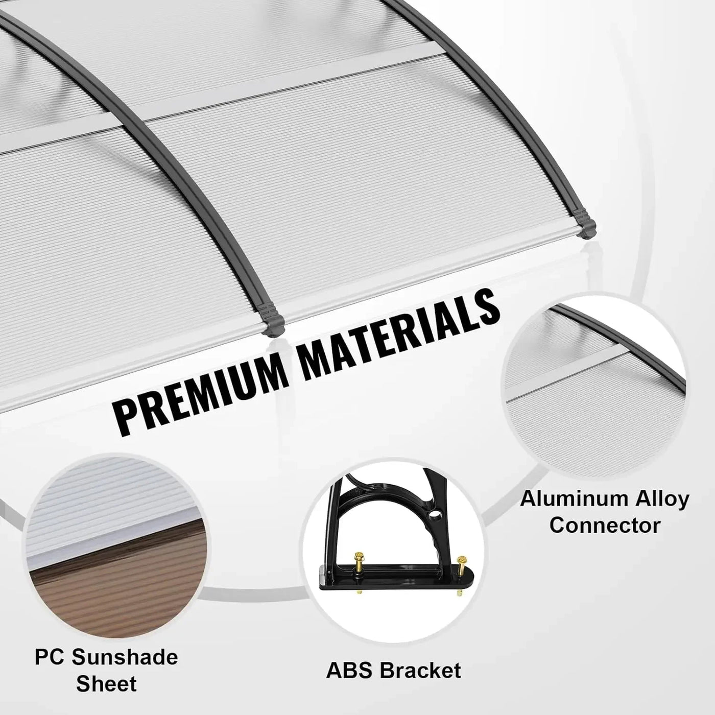 Window Door Awning Canopy 40" x 40", UPF 50+ Polycarbonate Entry Door Outdoor Window Awning Exterior, Front Door Overhang