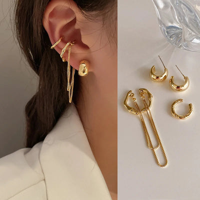 Luxury Star Butterfly Clip Earrings Female Crystal Tassel Ear Clip Earring Sparkling Zircon Ear Cuff Fashion Jewelry accessories