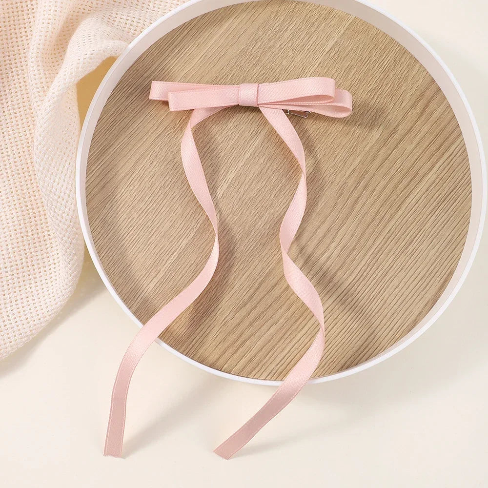 2pcs 2025 New Cute Ribbon Bow Headband Long Tassel Hair Clip Women's Hair Accessories Girls Party Headwear Side Clips Wholesale