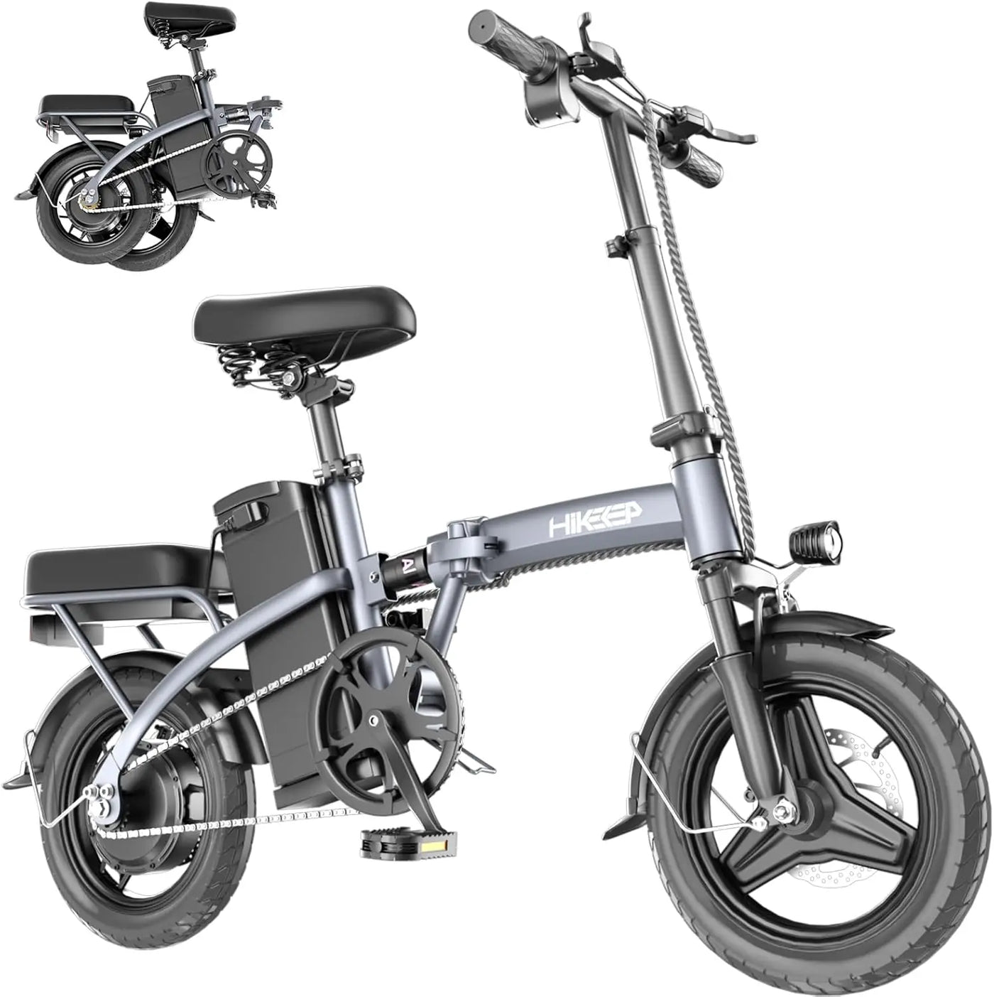 FOLDING ELECTRIC BIKE FOR ADULTS – 14” TIRE, 400W (PEAK 600W) MOTOR, 22MPH, MULTI-SHOCK ABSORPTION, ADJUSTABLE DESIGN