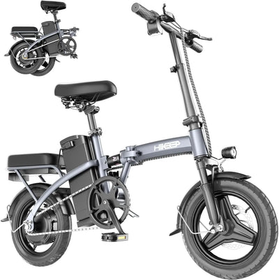 FOLDING ELECTRIC BIKE FOR ADULTS – 14” TIRE, 400W (PEAK 600W) MOTOR, 22MPH, MULTI-SHOCK ABSORPTION, ADJUSTABLE DESIGN