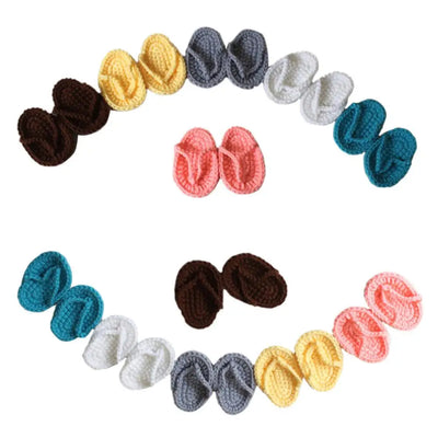 Mini Photography Prop Newborn Baby Solid Color Crochet Flip-Flops Infant Slippers Photo Props Babies Accessories Newborn Photogr