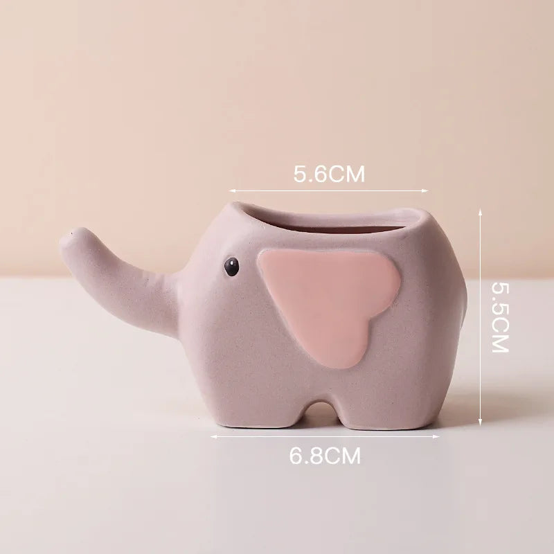 Cartoon Animal Ceramic Flower Pot Succulent Flowerpot Desktop Small Plant Pot Garden Pots Garden Supplies Potting Decoration