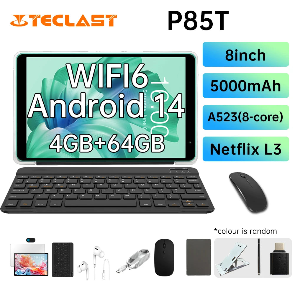 Teclast P85T Tablet Allwinner A523 8-core 1.8GHz/ 4GB RAM/64GB ROM/8 inch 800×1280iPS/WIFI5G/4G/5000mAh/Type-C/0.3MP+2.0MP