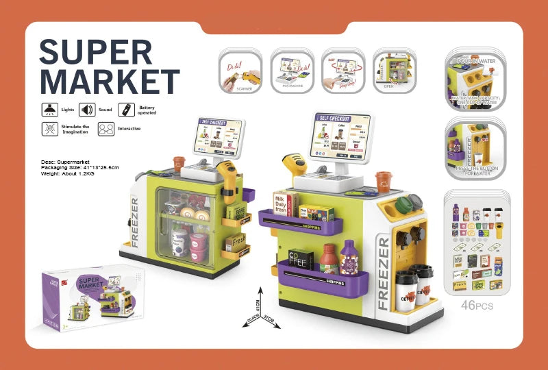 Children's Simulation Home Supermarket, Shopping Cash Register Toy, Puzzle Selling Store, 3 4 5 6 7 8 Years Old Girls Gift