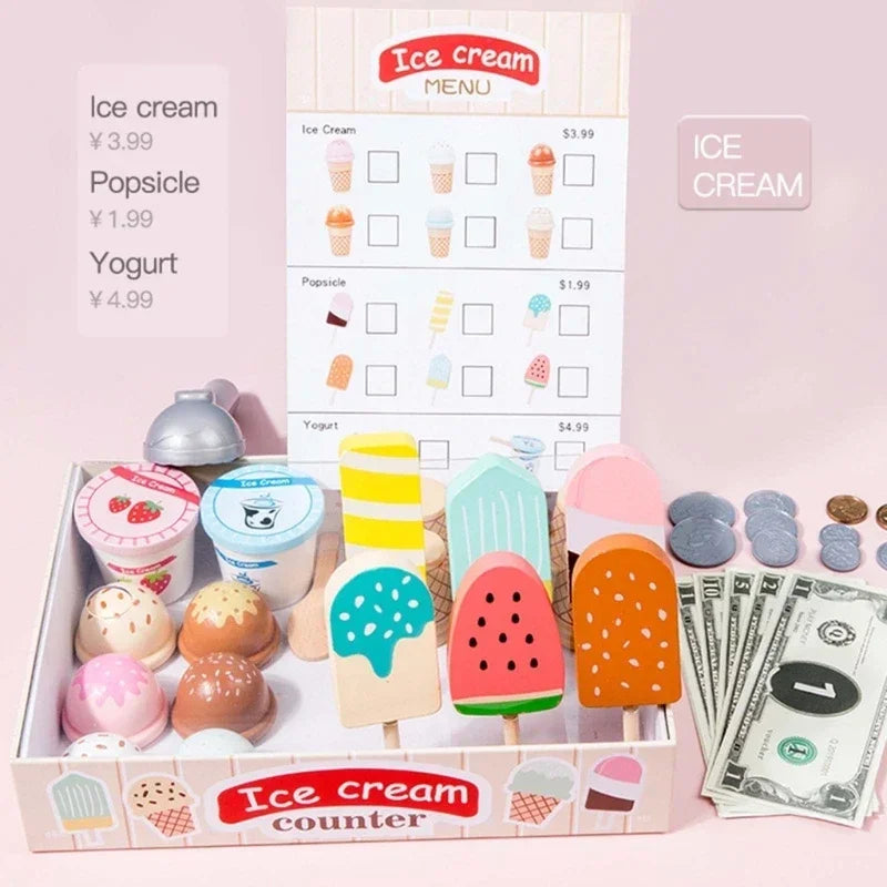 Kids Shop Ice Cream Spoon Cookware Playset for Girls Pretend Play Shopping Toy
