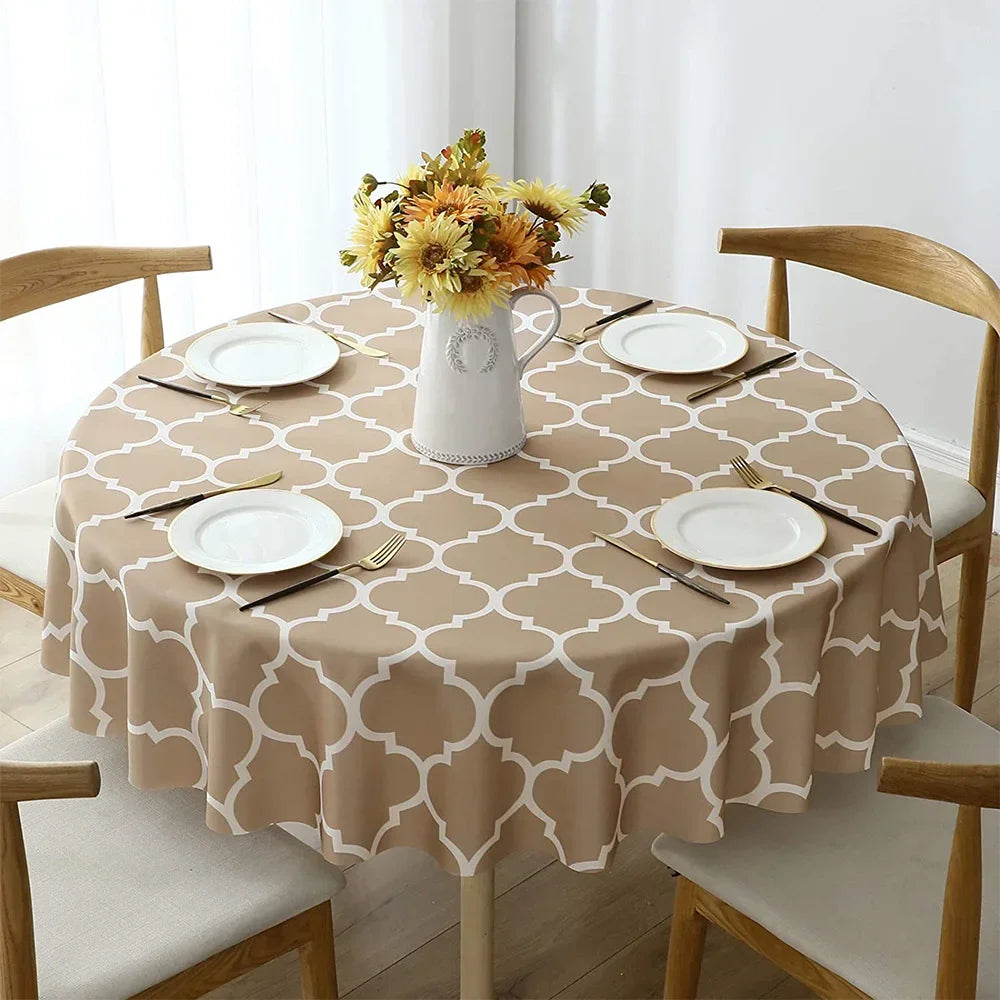 Round Tablecloths Classic American Plaid Waterproof Oil-resistant Prints Wash-free Household Dining Table Coffee Table Picnic