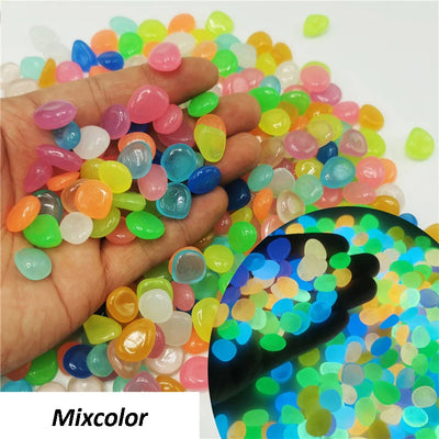 50/100Pcs Glow in the Dark Garden Pebbles For Sidewalk Garden Terrace Lawn Garden Patio Fish Tank Aquarium Decoration Glow Stone