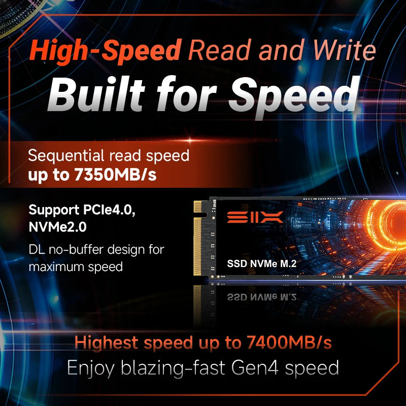 SIX PCIe 4.0 SSD NVMe M2 7350MB/s Read Speed for PS5 & DIY Gaming Computers, 1TB/2TB/4TB [Xiaomi-invested company]