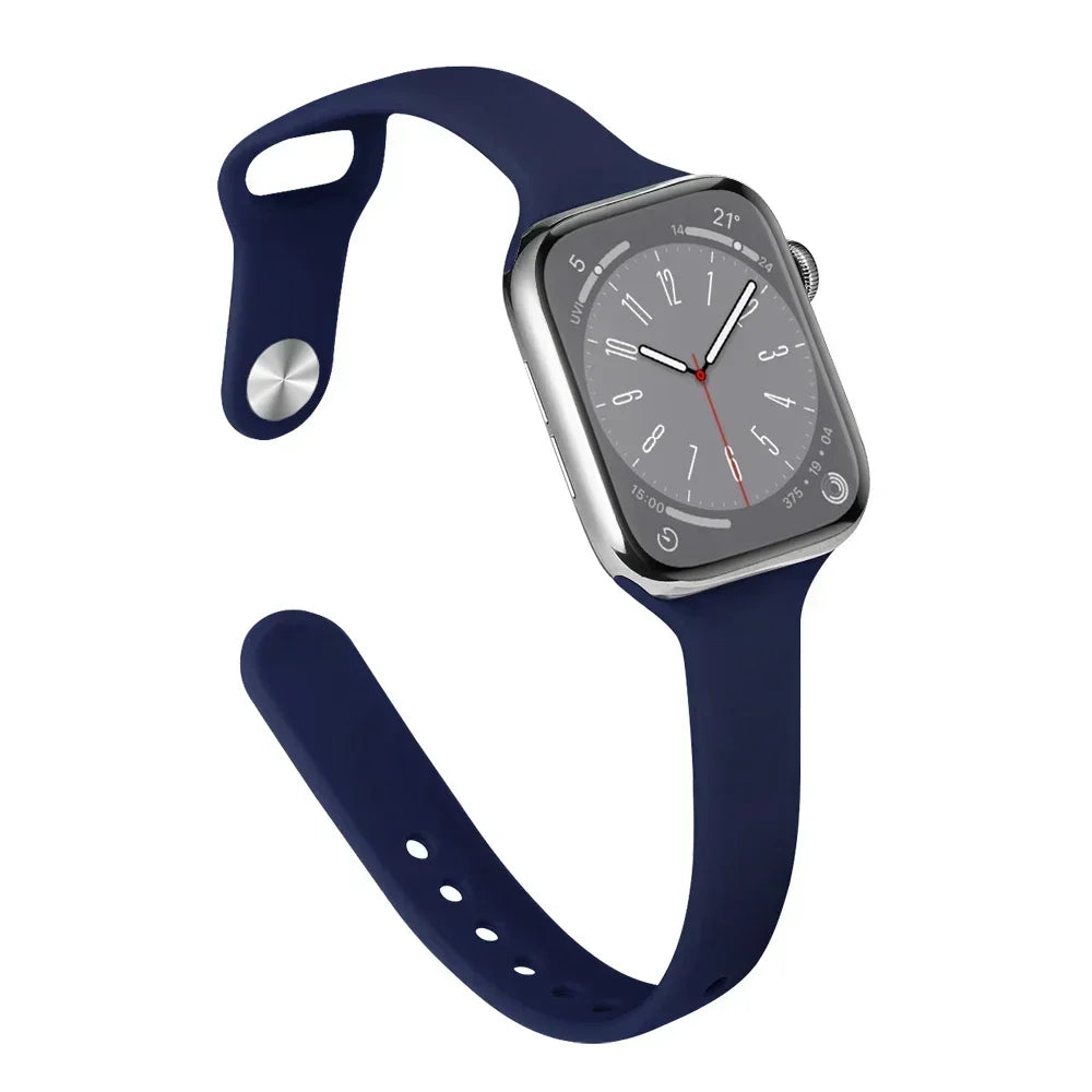Slim Silicone Strap For Apple Watch Band 45mm 44mm 40mm 41mm 42-38mm sport bracelet iwatch series 8 7 se 3 4 5 6 9 ultra 2 49mm