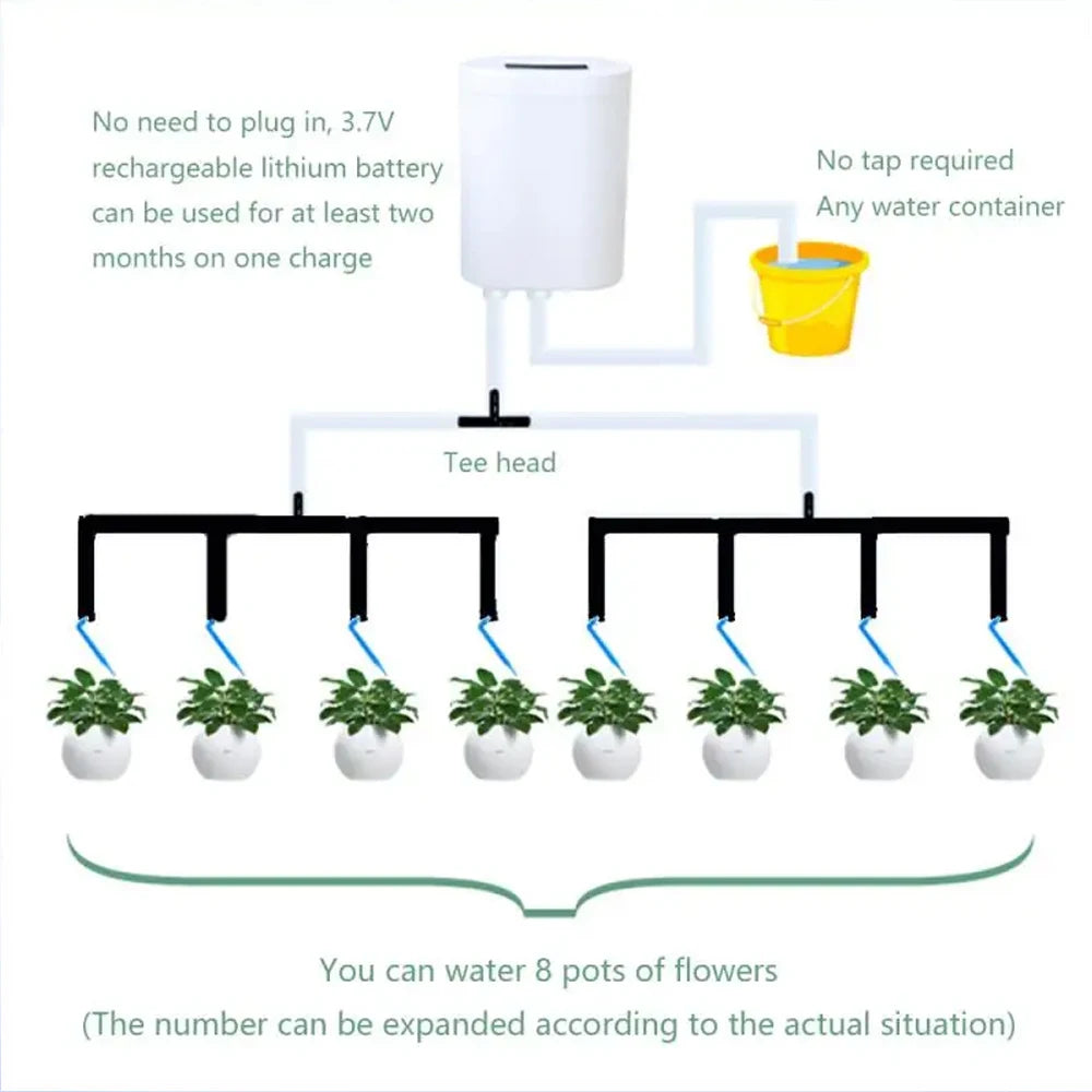 2-8 Head Self-Watering Kits Intelligent Drip Irrigation Automatic Watering System Kits Plant Watering Spike Device Water Dripper