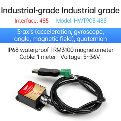 WitMotion HWT9053 AHRS 3-Axis Acceleration+Gyro+Euler Point+Mag filed, built in MMC3630 Mag filed chip and  IP67 Waterproof
