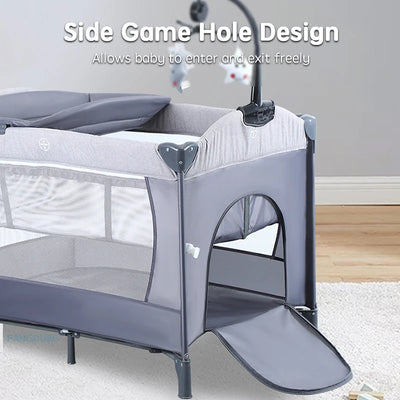 PANGDUBE Multifunctional Baby Crib 0 to 3 Years Old Newborn  Baby Bed 104*76cm Cribs with Changing Table,Playpen,Co-sleeping Bed
