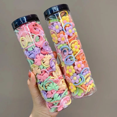 80PCS/40PCS/Bottle Elastic Hair Bands Girls Baby Hair Accessories Child Hair Ring Head Rope Scrunchies Headwear 1 or 2 Bottles