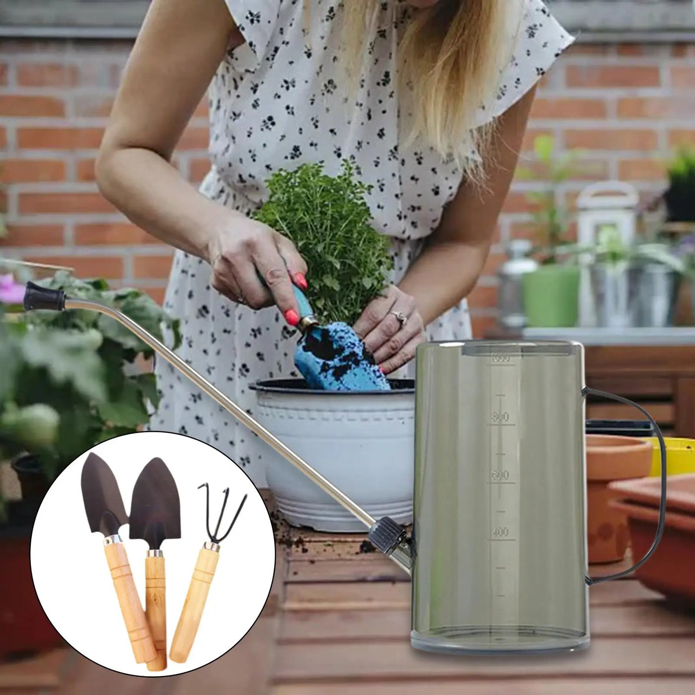 1L Watering Can with 3 Gardening Tools Easy to Use Plant Watering Can for Flower Bonsai Office Garden Flower Indoor Outdoor