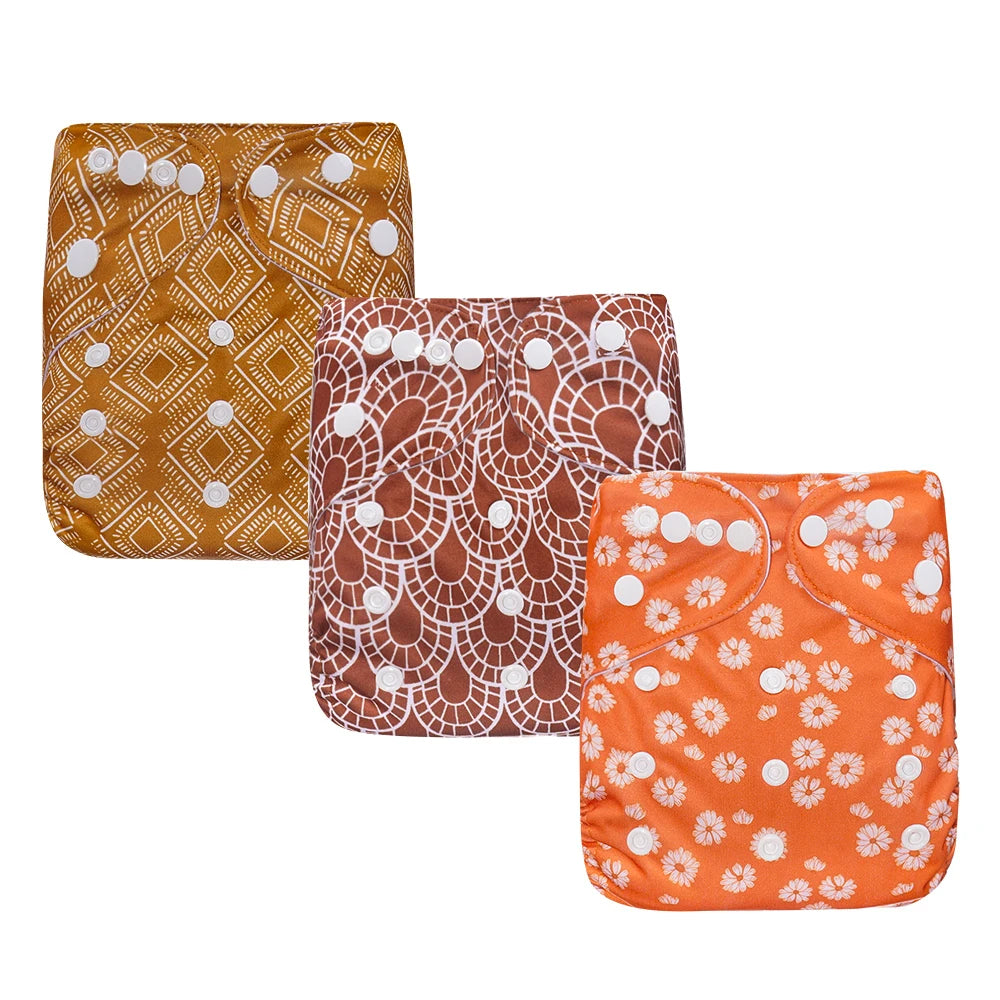 3PCS/SET NEWBORN BABY CLOTH DIAPERS REUSABLE WATERPROOF ECO-FRIENDLY ADJUSTABLE SUEDE CLOTH POCKET DIAPER