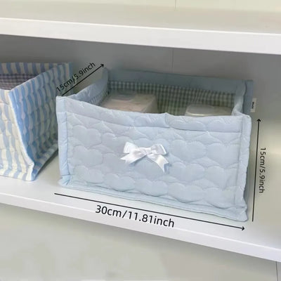 Ins Square Storage Basket Flower Cotton Sorting Basket Stripe Lace Desktop Box Home Supplies