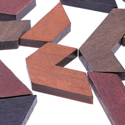 12 pcs Hexagon Tangram Jigsaw Puzzles Wooden Puzzle Games Brain Puzzles For Kids Assembly Disentanglement Puzzle toy