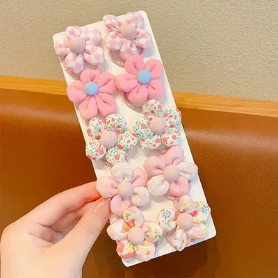 10Pcs/Set Big Bow Flower Elastic Hairbands Children Girls Sweet Hair Ties Fashion Headbands Hair Accessories Rubber Band For Kid