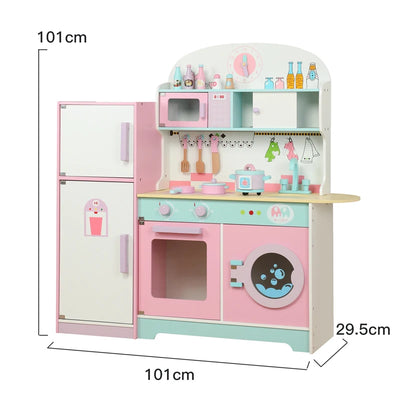 Kids Role Play Wooden Kitchen with Refrigerator Toy