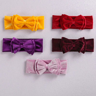 New Velvet Baby Headband Turban Big Bow Baby Girl Headband For Newborn Bow Hair Band Children Kid Solid Colors Hair Accessories