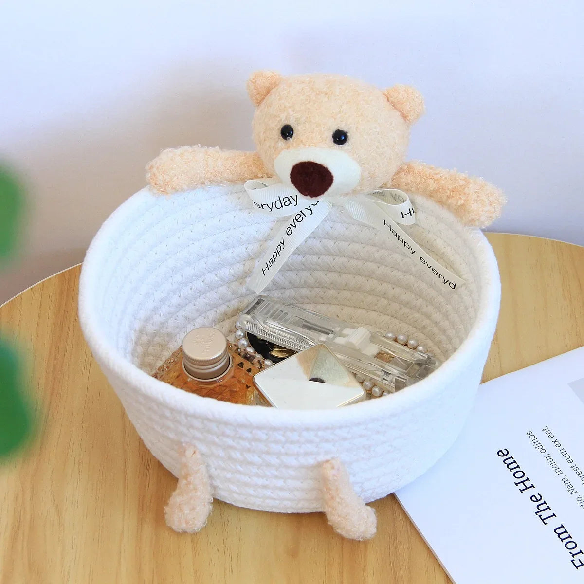 cartoon style weave sundries Storage Baskets household cosmetic hairpin Organize deposit container child toy classification case