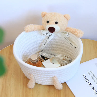 cartoon style weave sundries Storage Baskets household cosmetic hairpin Organize deposit container child toy classification case