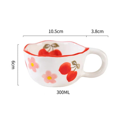 Ceramic Mug with Rabbit Handle Spoon Hand-shaped Irregular Coffee Milk Tea Cup Breakfast Oatmeal Cup Drinkware Kitchen Cup
