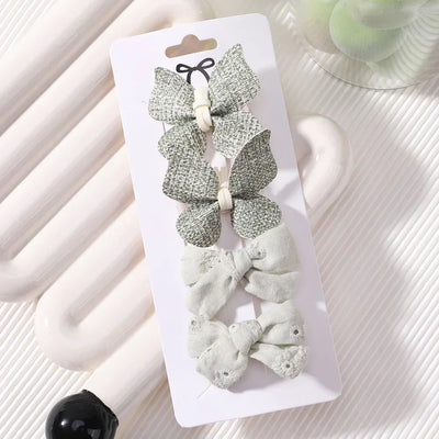 4Pcs/set Butterfly Hair Clip Set for Girls Double Layered Bow Cute Bangs Hair Pin Cotton Safe Kids Baby Hair Accessories Set