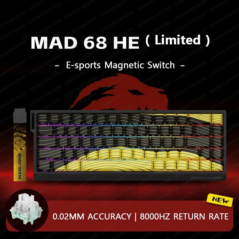 Madlions Mad 60he Mad 68he Wired Mechanical Keyboard Gaming Magnetic Switch RT 0.02mm 8K Polling Rate RGB Hotswap Keyboard