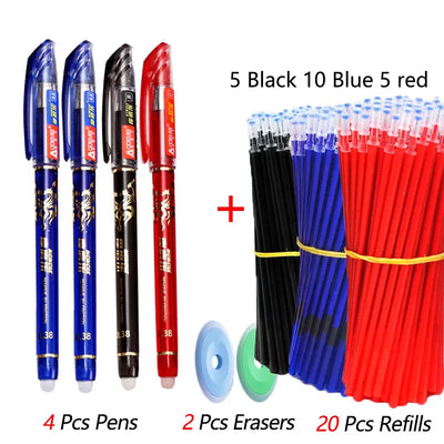 26 Pcs/Set Kawaii Erasable Pens 0.35mm Gel Pen Waterproof Gel Ink Stationery School Writing supplies for Notebook Office Student
