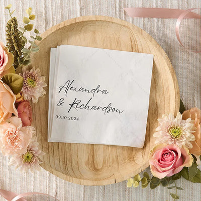 50pcs Personalized Paper Napkins for Wedding Cocktail Napkins Initials Customized Dinner Napkin Party Decor Pet Portrait Napkins