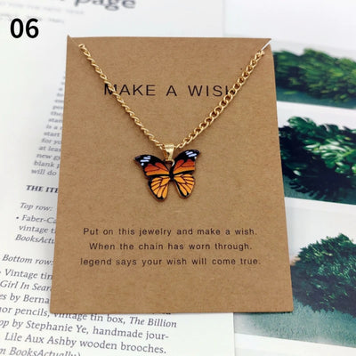 Fashion Butterfly Pendant Necklaces for Women Sweet Simple Multicolor Insect Clavicle Chain Necklace Party Jewelry Accessories
