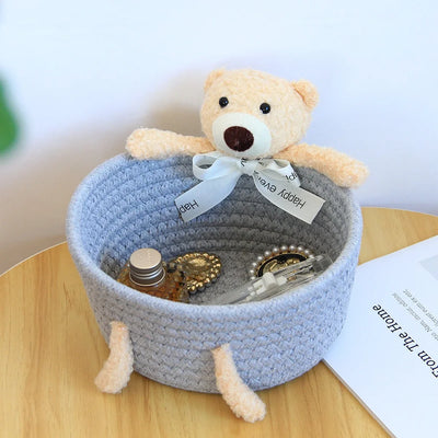cartoon style weave sundries Storage Baskets household cosmetic hairpin Organize deposit container child toy classification case