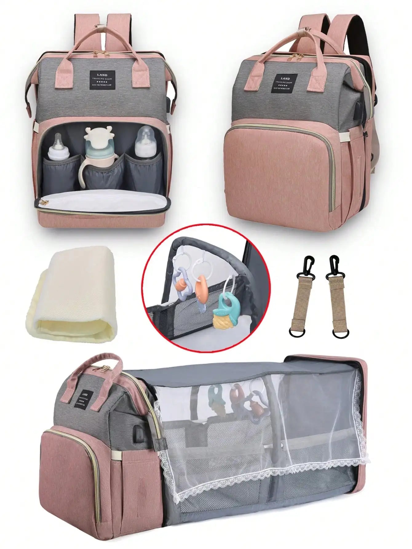 1pc Baby Diaper Bag Backpack with Changing Station, Multifunction Portable Waterproof Large CapacityTravel Baby Bags for Mom