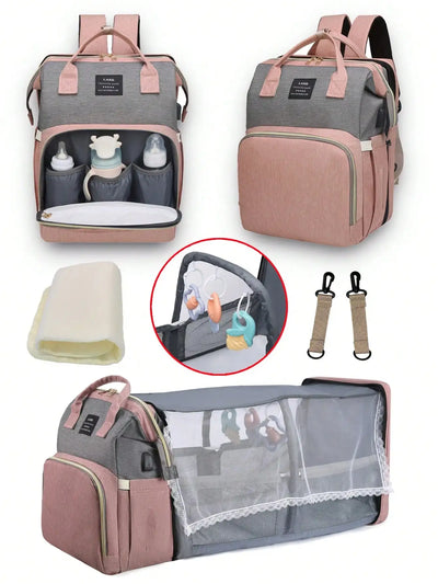 1pc Baby Diaper Bag Backpack with Changing Station, Multifunction Portable Waterproof Large CapacityTravel Baby Bags for Mom