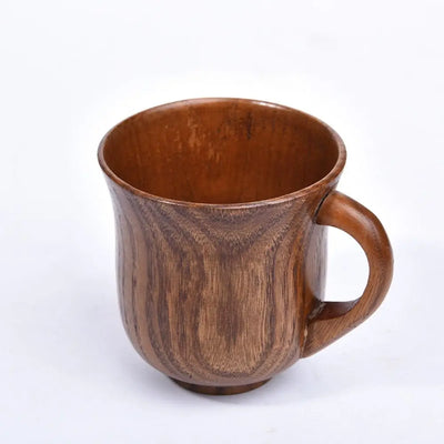 Drinkware Vintage Wooden Tea Cup Japanese Style Handmade Wood Coffee Mug with Handle Solid Wood Drinking Cup Restaurant