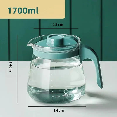 Large Capacity Glass Kettle High Temperature Resistance Water Bottle Household Transparent Teapot Coffee Jug Drinking Utensil