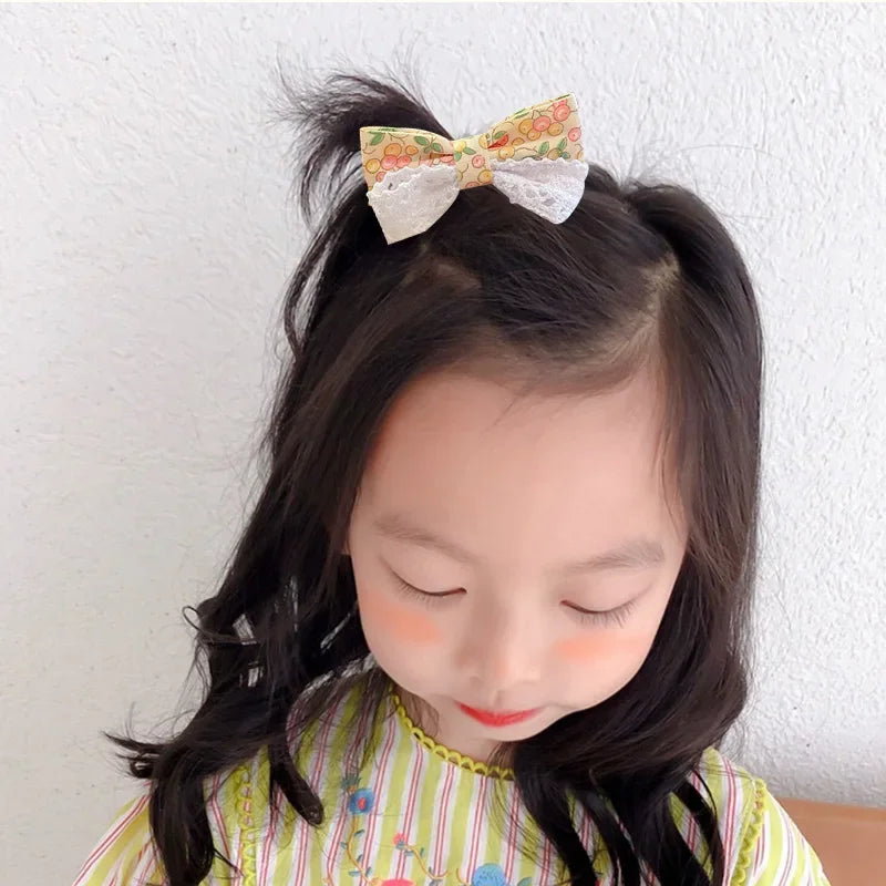 10Pcs/Set Big Bow Flower Elastic Hairbands Children Girls Sweet Hair Ties Fashion Headbands Hair Accessories Rubber Band For Kid
