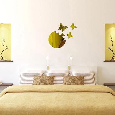 4pcs 3D Butterfly DIY Mirror Wall Sticker Room Decor Stickers Decal Home Decor for Bedroom Bathroom Living Room Decor