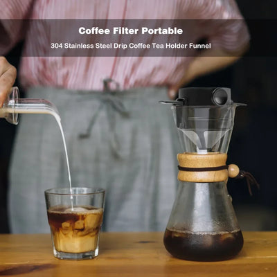 304 Stainless Steel Portable Coffee Filter Drip Coffee Tea Holder Reusable Mug  Dripper Tea Cup Set Pot Coffeeware